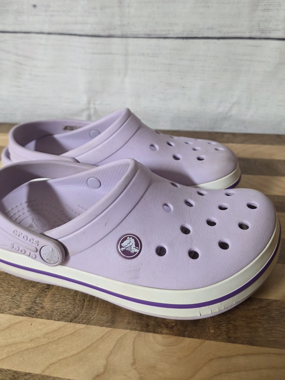 CROCS Kids Classic Clog in Light Lavender with White Trim